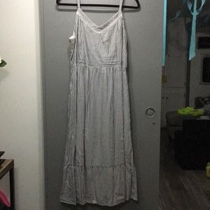 Gray and white striped dress